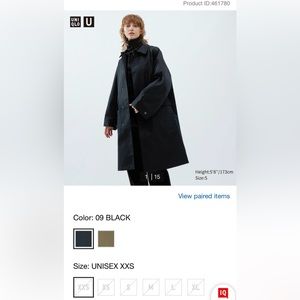 Uniqlo U current Winter season trench/overcoat. Sold out.
